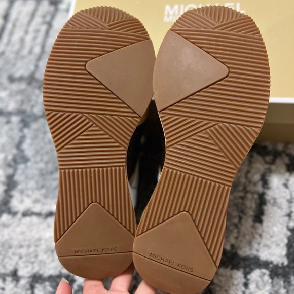 Georgie Metallic Brown Logo and White Leather Trainer Sneakers Sz 6.5M. USED - Picture 4 of 8